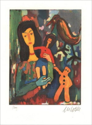 Armin Mueller-Stahl - Mädchen mit Puppe - Original Radierung - limitiert und han...