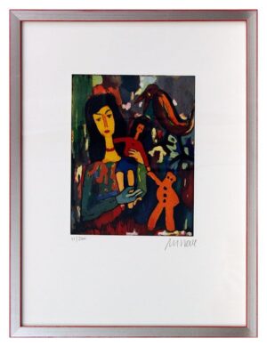 Armin Mueller-Stahl - Mädchen mit Puppe - Original Radierung - limitiert und han...