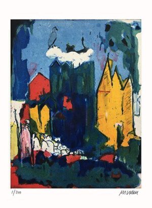 Armin Mueller-Stahl - Menschen vor der Stadt - Original Radierung - limitiert un...
