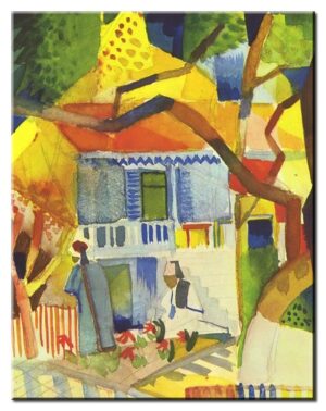 August Macke Bilder - Innenhof des Landhauses in St. Germain-40 x 50 cm