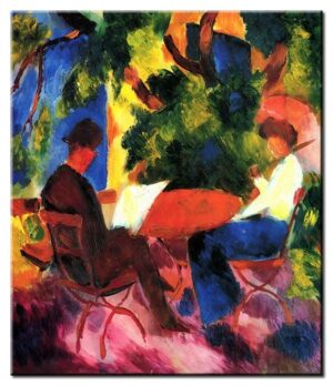 August Macke Bilder - Paar am Gartentisch-20 x 24cm