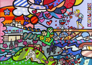 Bettina Breitkopf Pop Art Koblenz-Collage I love Koblenz-100 x 130 cm