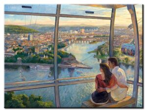 Diego Santos - Gondeln über Koblenz-80 x 110 cm