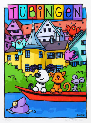 Ed Heck - TÜBINGEN - original Pigmentgrafik handsigniert