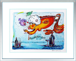 Frank Zander PICCOLÖCHEN-FISCH - Edition Blau- original Grafik
