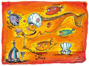 Frank Zander PICCOLÖCHEN-FISCH - original Grafik handsigniert