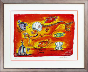 Frank Zander PICCOLÖCHEN-FISCH - original Grafik handsigniert