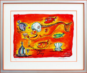 Frank Zander PICCOLÖCHEN-FISCH - original Grafik handsigniert