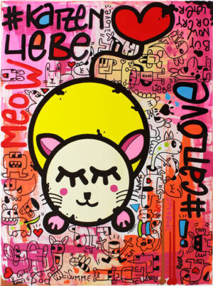 HONK!ART - Jürgen Kadel - KATZENLIEBE Original handgemalte Mischtechnik