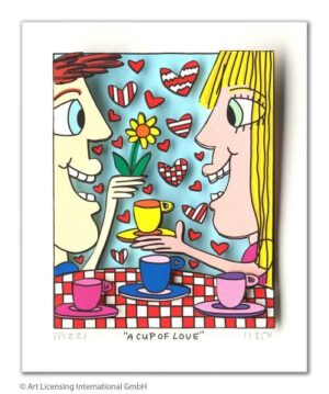 James Rizzi - A Cup of LOVE  - Original 3D Bild drucksigniert