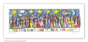 James Rizzi - ALL GOOD THINGS COME TO THOSE WHO WAIT  - Original 3D Bild drucksi...