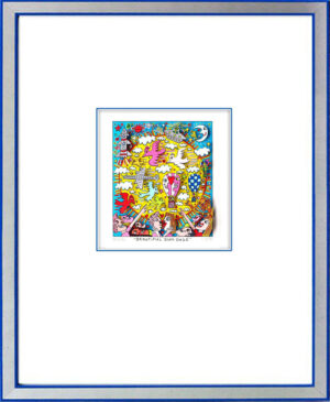 James Rizzi - BEAUTIFUL SUN DAZE - Original 3D Bild drucksigniert-Silber-hellbla...