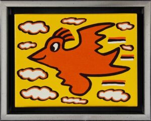 James Rizzi BIRD - ORANGE ON YELLOW - 2D-Pigmentdruck