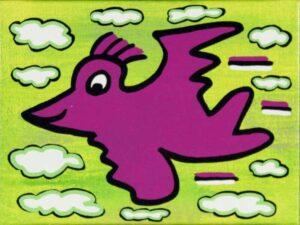 James Rizzi BIRD - PURPLE ON GREEN - 2D-Pigmentdruck