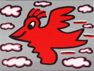 James Rizzi BIRD - RED ON GREY - 2D-Pigmentdruck