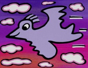 James Rizzi BIRD - VIOLET ON PURPLE - 2D-Pigmentdruck