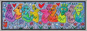 James Rizzi Bilder - A BUNCH of beautiful birds - Pigmentgrafik auf Leinwand