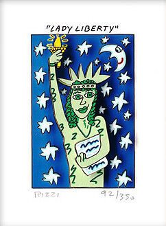 James Rizzi Bilder - LADY LIBERTY - Original 3D Bild drucksigniert
