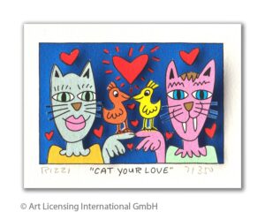 James Rizzi - CAT YOUR LOVE - Original 3D Bild drucksigniert - ohne Rahmen PP-No...