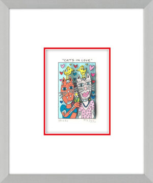James Rizzi - CATS IN LOVE - Original 3D Bild drucksigniert
