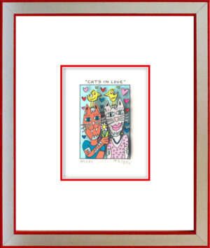 James Rizzi - CATS IN LOVE - Original 3D Bild drucksigniert