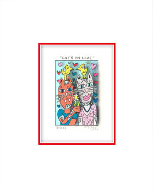 James Rizzi - CATS IN LOVE - Original 3D Bild drucksigniert