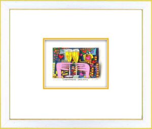 James Rizzi - CHAMPAGNE DREAMS - Original 3D Bild drucksigniert-silber gelb-Norm...
