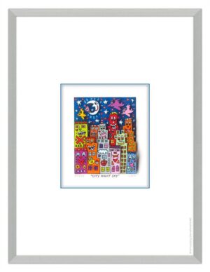 James Rizzi - CITY NIGHT SKY - Original 3D Bild drucksigniert