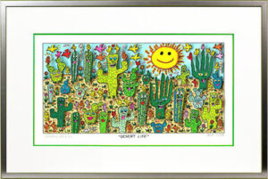 James Rizzi - DESERT LIFE  - Original 3D Bild drucksigniert-silber apfelgruen-No...