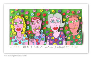 James Rizzi - DON'T BE A WALL FLOWER - Original 3D Bild drucksigniert
