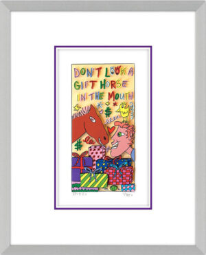 James Rizzi - DONT LOOK a GIFT HORSE in the MOUTH - Original 3D Bild drucksignie...
