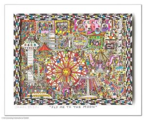 James Rizzi - Fly me to the moon - Original 3D Bild drucksigniert - ohne Rahmen ...