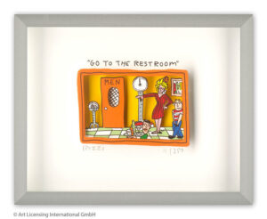 James Rizzi - GO TO THE RESTROOM - Original 3D Bild drucksigniert