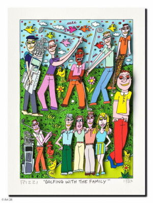 James Rizzi GOLFING WITH THE FAMILY-Silber-hellblau