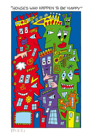 James Rizzi - HOUSES WHO HAPPEN TO BE HAPPY - Original 3D Bild