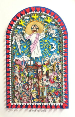 James Rizzi - JESUS IS LIFE - Original 3D Bild drucksigniert