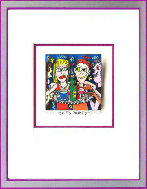 James Rizzi - LET'S PARTY  - Original 3D Bild drucksigniert-Silber-violett-AP Ex...