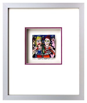 James Rizzi - LET'S PARTY  - Original 3D Bild drucksigniert-alurahmen-Normale Nu...