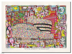 James Rizzi LETS ALL GATHER AT THE GUGGENHEIM. Orig. 3D Bild drucksigniert - ohn...