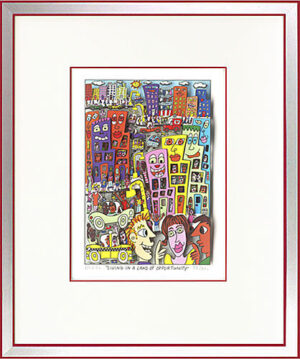 James Rizzi - LIVING IN A LAND OF OPPORTUNITY - Original 3D Bild drucksigniert  ...