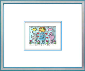 James Rizzi - LUCKY TO BE A BIRD - Original 3D Bild drucksigniert