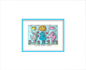 James Rizzi - LUCKY TO BE A BIRD - Original 3D Bild drucksigniert