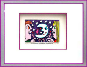 James Rizzi - MOON BEAMS AND DREAMS - Original 3D Bild drucksigniert-Silber-viol...