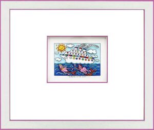 James Rizzi - SIRENS IN THE SEA - Original 3D Bild drucksigniert-Silber-violett-...