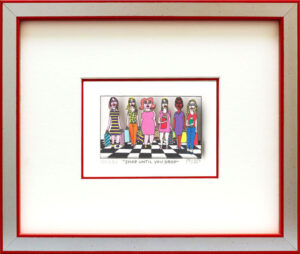 James Rizzi - Shop until you drop - Original 3D Bild drucksigniert-Silber-rot-No...