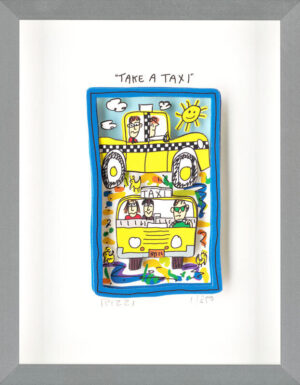 James Rizzi - TAKE A TAXI - Original 3D Bild drucksigniert