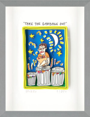 James Rizzi - TAKE THE GARBAGE OUT - Original 3D Bild drucksigniert