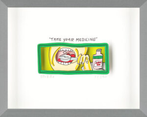 James Rizzi - TAKE YOUR MEDICINE - Original 3D Bild drucksigniert