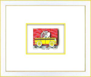 James Rizzi - TAXI CAB - Original 3D Bild drucksigniert-silber gelb-Normale Numm...