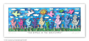James Rizzi - THE BIRDS IN THE BACKYARD - Original 3D Bild drucksigniert